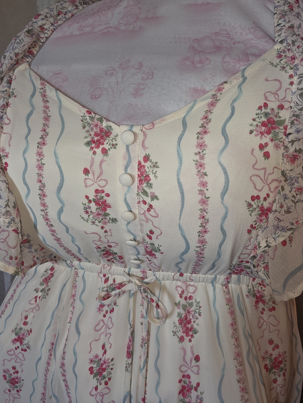 torrid Cream Floral Stripe Maxi Dress with Pink Accents - Picture 3 of 10